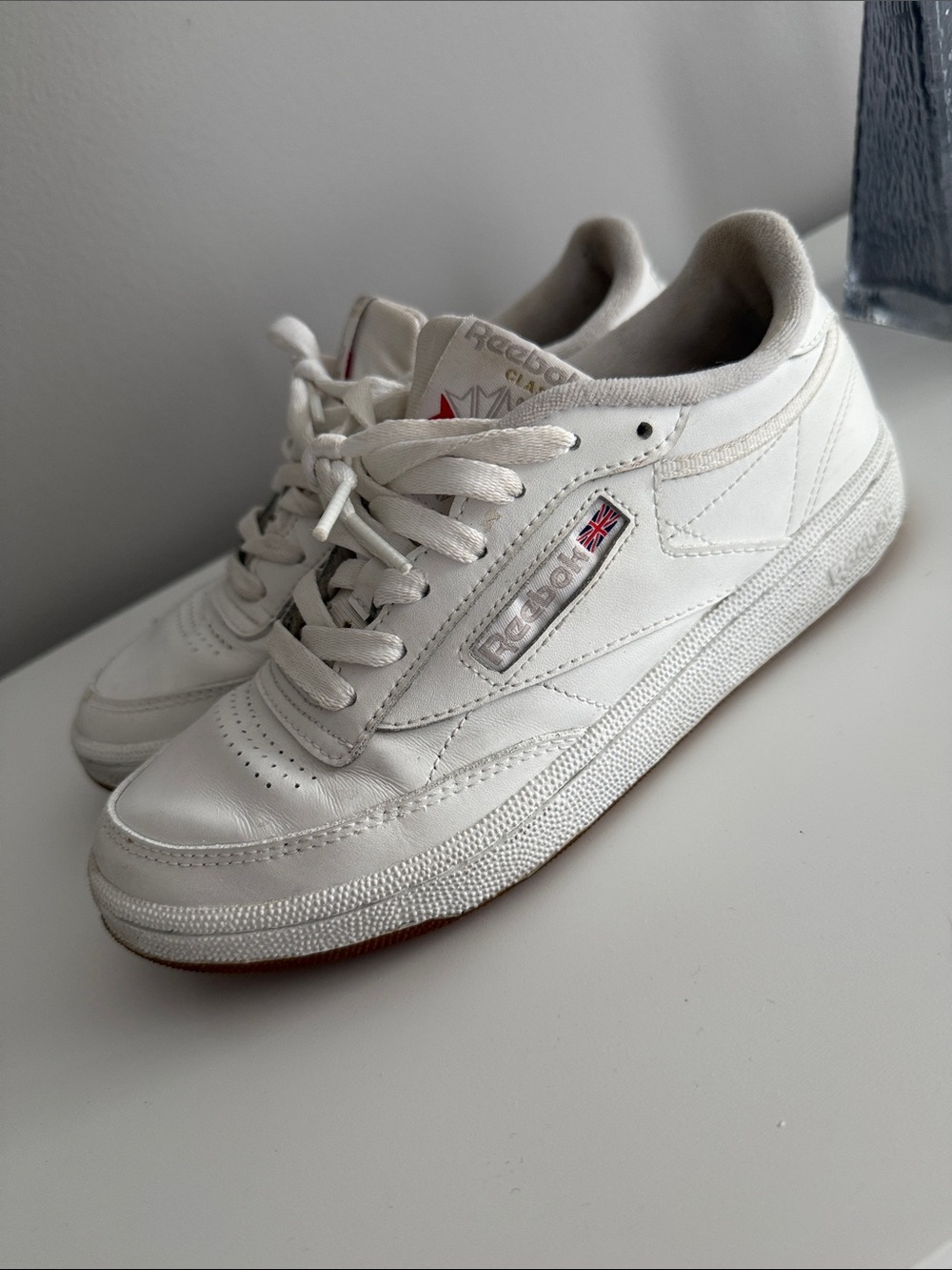 Reebok White Low-Top Leather Sneakers with Gum Outsole - Picture 3 of 5